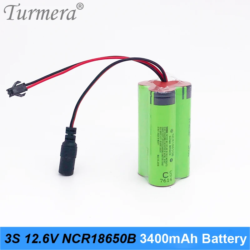 

3s battery 18650 pack ncr18650b 3400mah 10.8v 12.6v battery pack for screwdriver tools battery and headlamp customized battery