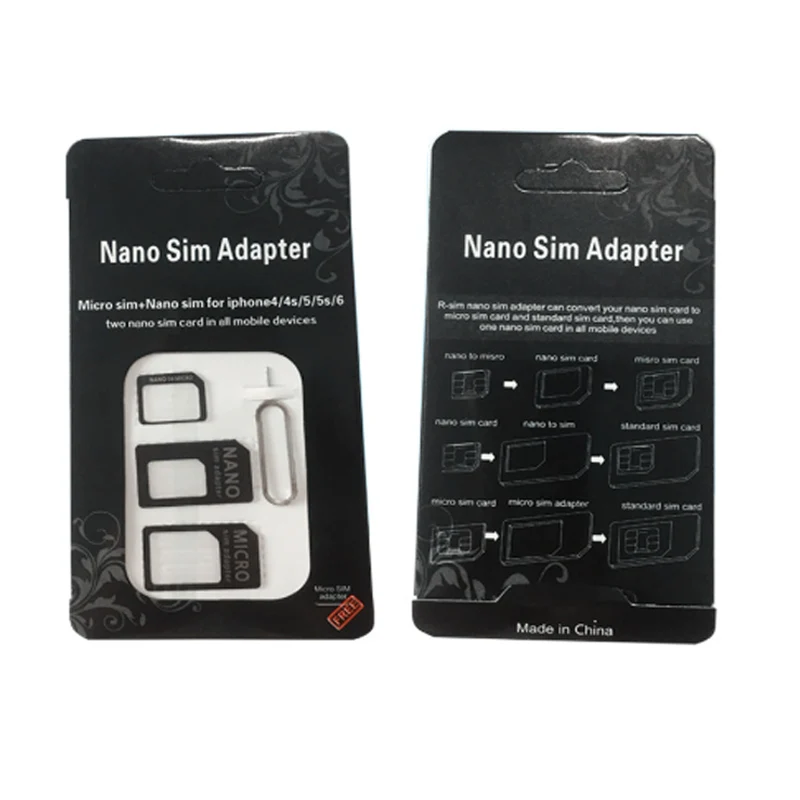 50 шт. 4 в 1 адаптер для SIM карты iPhone 5 nano sim Набор карт полный телефона Прямая