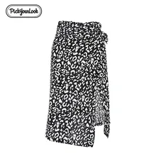 Pickourlook Женская юбка леопардовая Повседневная длина выпрямленного колена Высокая талия тонкая сексуальная уличная Однотонная юбка нижняя элегантная Falda