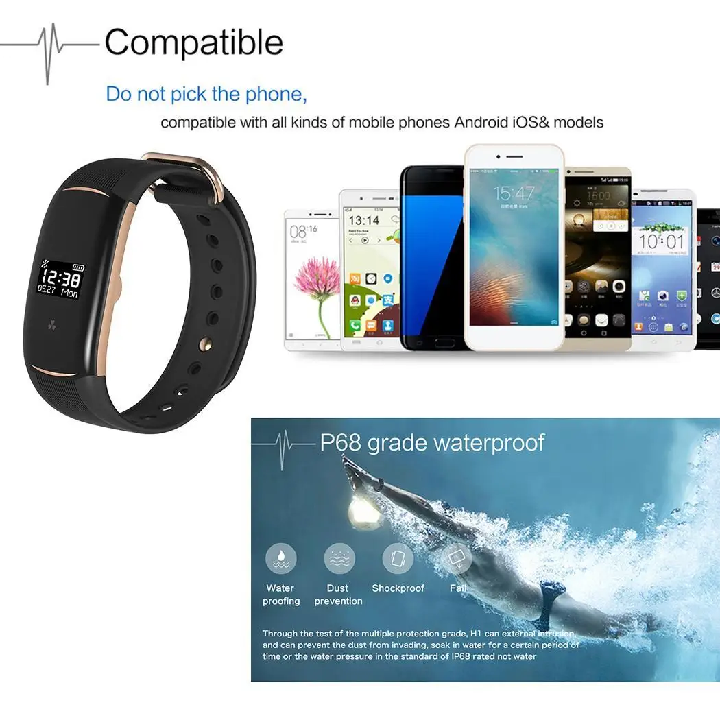 

Waterproof Pedometer Smart Blood Pressure Monitor Heart Rate Fitness Tracker Pedometer Running Step Counter Wrist Watch