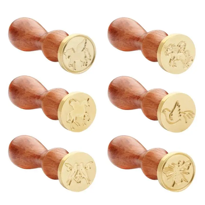 

New Retro Wooden Stamp Antique Metal Sealing Wax Stamps Wood Handle Wedding Invitations Wax Seal Stamp Craft Wax Seal Stamp