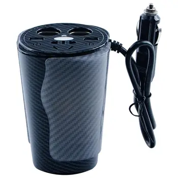 

Car Inverter Converter Cup-Shaped With Conversion Head LED Light Double USB Port 5V/3A 150W Two Cigarette Lighter