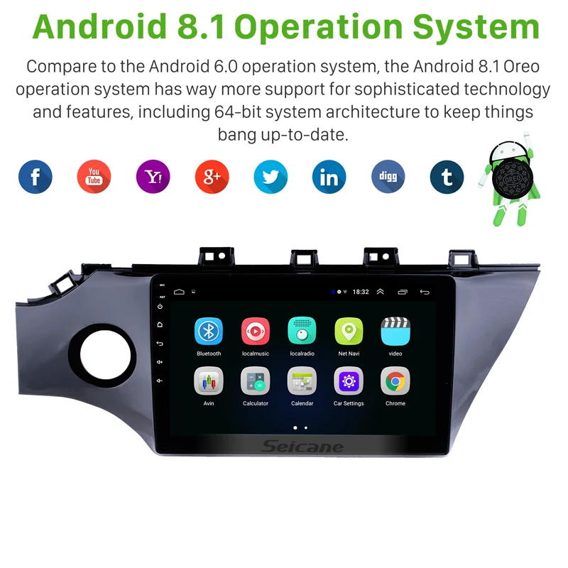 Cheap Seicane Android 8.1 10.1 Inch 2Din Car Auto Radio Head Unit GPS Navigation Audio Multimedia Player For 2017 Kia K2 Support Wifi 2