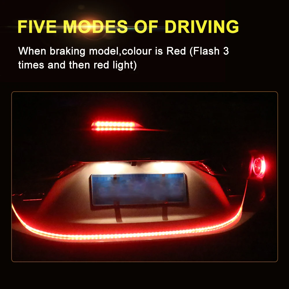 RGB Colorful Flowing LED Trunk Strip for Car Tail Trunk Dynamic Blinkers Turn Signal Brake Light DRL Daytime Running Lights RGB Colorful Flowing LED Trunk Strip for Car Tail Trunk Dynamic Blinkers Turn Signal Brake Light DRL Daytime Running Lights