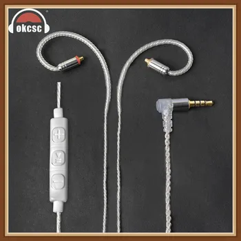 

Okcsc Earphone Upgrade Cable 5n 4 Shares Mmcx Jack Wire Single Crystal Plated Silver For Shure Se846 /Se535 /Se425 /Se215 Mic