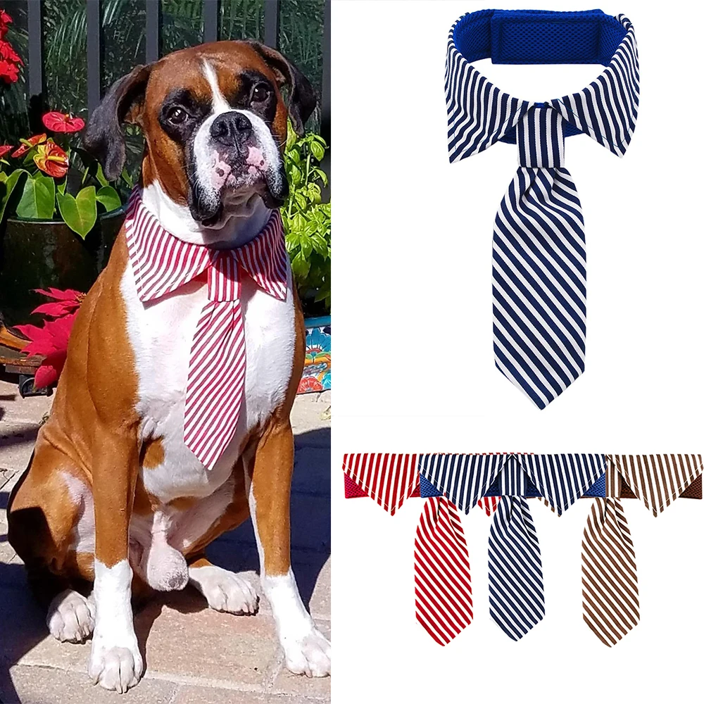 

Dog Grooming Cat Striped Bow Tie Animal Striped Bowtie Collar Pet Adjustable Neck Tie White Collar Dog Necktie For Party Wedding