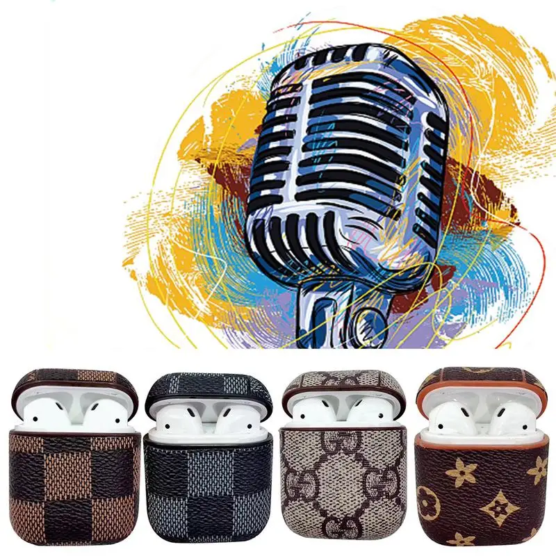 

Wireless Bluetooth Headset IOS Charging Box Leather Earphone Cover Protective Case With Hook For Airpods Iphone Retro Shape