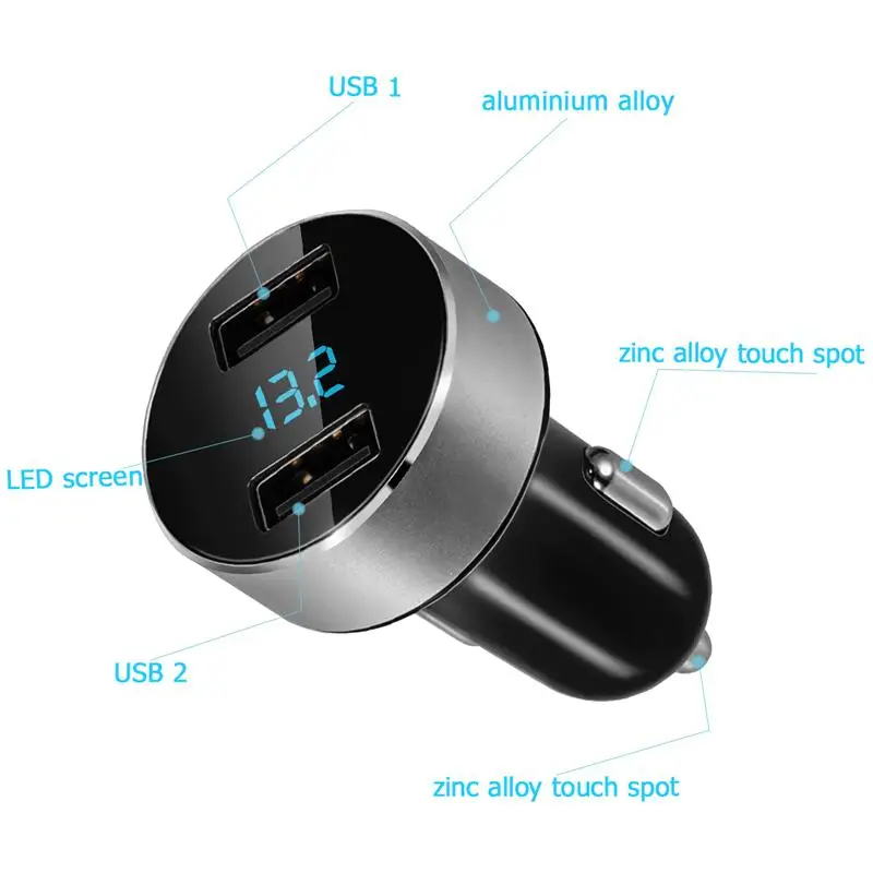 5V 3.1A автомобильное зарядное устройство дисплей прикуриватель двойной USB порт