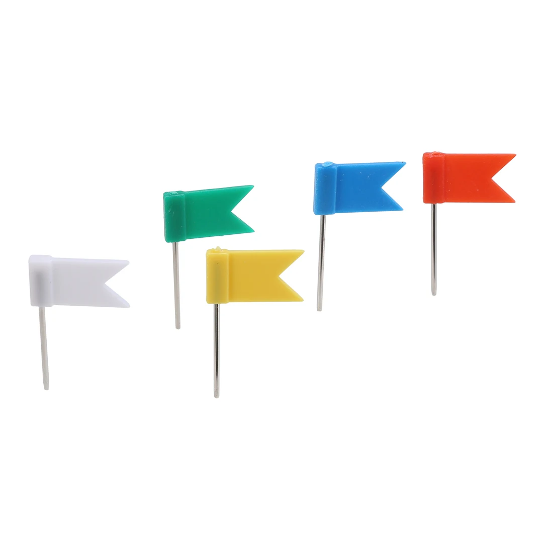 Mayitr 50pcs Multi Colored Flag Shaped Push Pin Cork Notice Board