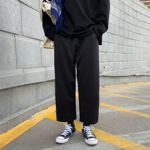 Men's Casual Pants 19 Spring New Hong Kong Style Wide Leg Casual Pants Loose Nine Pants Men And Women Wild Youth Men's Clothing