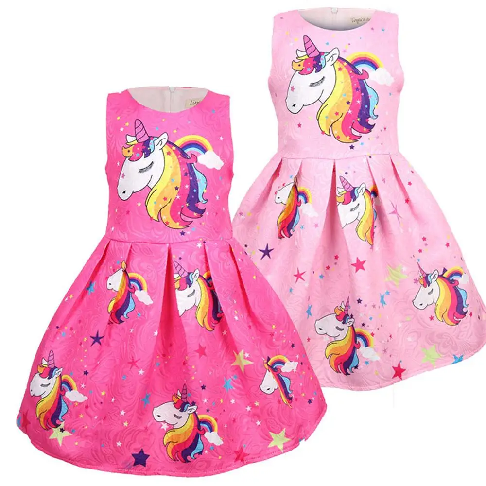 

Baby Summer Princess unicorn mask party Dresses Children Clothing For Girl Halloween Birthday Party Vestido Christmas Dress 8617