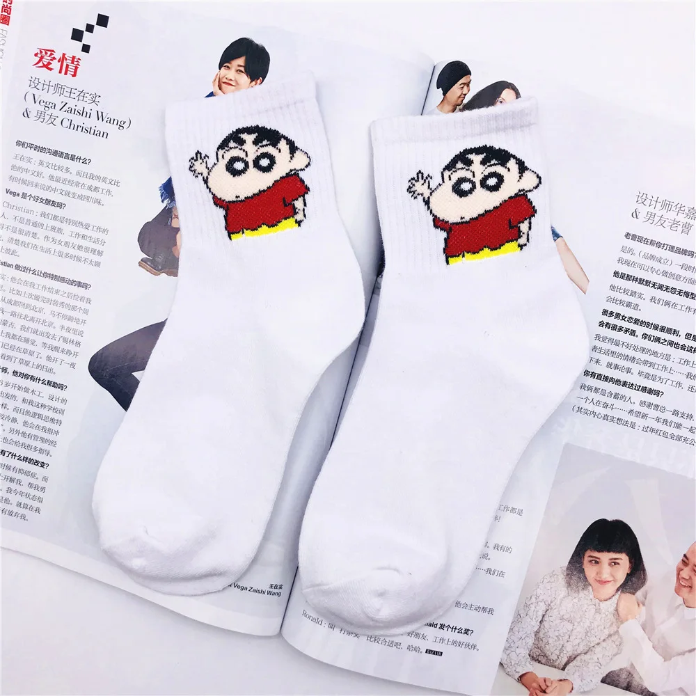 Новые милые Носки с рисунком Crayon Shin Chan, женские хлопковые крутые короткие носки с героями мультфильмов, хипстерские носки для скейтборда, забавные женские носки