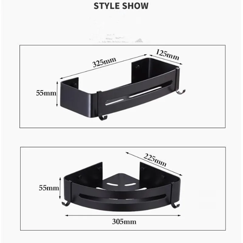 Настенный Черный алюминиевый сплав ванная комната мыльница Ванна душевая полка Ванна шампунь держатель Корзина держатель угловая полка