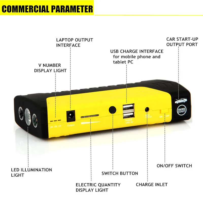 Multifunction Jump Starter 50800mAh 12V 400A Portable Power Bank Car Battery Booster Charger Starting Device Multifunction Jump Starter 50800mAh 12V 400A Portable Power Bank Car Battery Booster Charger Starting Device