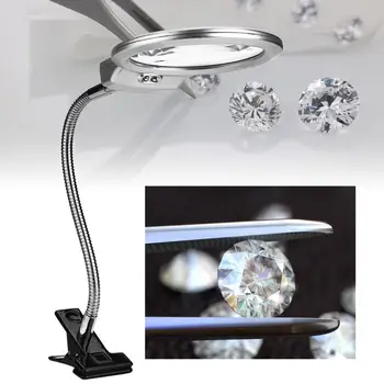 

Pro 2.5X 5X Desk Clip Reading Clamp Flexible Magnifier Adjustable LED Magnifying Glass Jewelry Watch Repair Tool for Jewelers