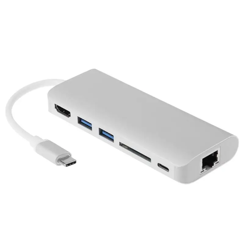 

ALLOYSEED 6 in 1 USB 3.1 HUB Type C to HDMI USB 3.0 RJ45 SD TF Type C Adapter Converter Cable for Macbook Pro Google Chromebook