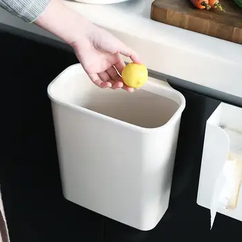 

Plastic Large Kitchen Hanging Trash Bin 10L Cupboard None Cover Waste Bin Fixed Garbage Bag Toilet Bathroom Living Room