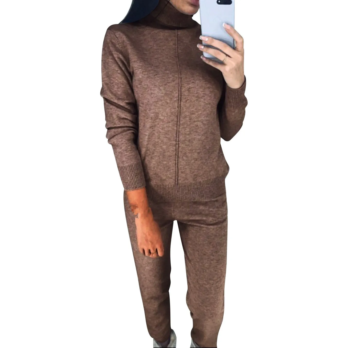 Women Winter Wool Thick Knitted Sets Causal Turtleneck Pullover Sweater Cashmere Pants Loose Two Piece Sets Sweater Tracksuits Women Winter Wool Thick Knitted Sets Causal Turtleneck Pullover Sweater Cashmere Pants Loose Two Piece Sets Sweater Tracksuits