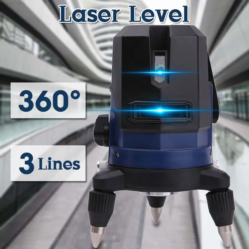 

360 Rotary Slash Function 3 Line Blue Cross Beam Line 3D Self Leveling Vertical Horizontal Laser Level Measuring Indoor/Outdoor