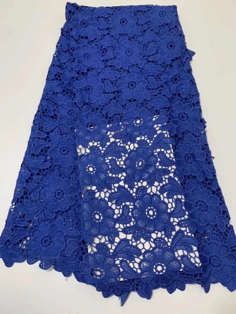 

New arrival African cord lace fabric 2019 high quality chemical french guipure lace fabric royal blue Nigerian lace fabrics