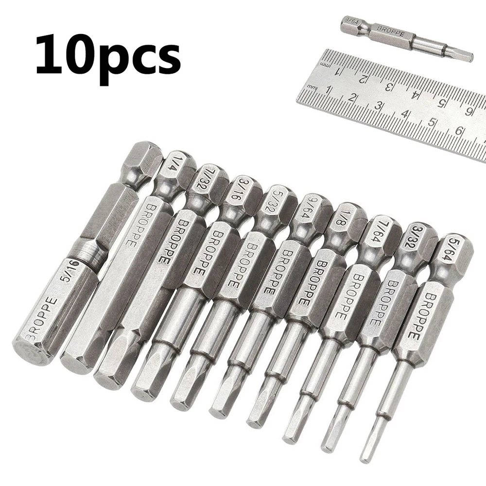 

10Pcs 50mm Length Hex Tip Long Allen Bit Set Quick Release Shank Impact Driver Drill 10Pcs 50mm Bits