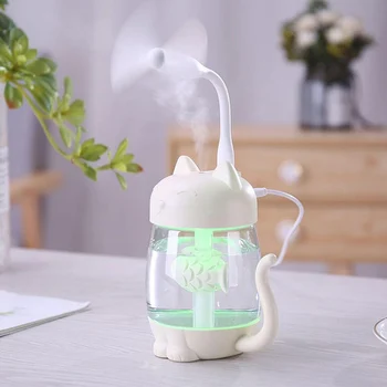 

5Pcs USB Cat Air Humidifier Mini Humidifier 350ml Essential Oil Diffuser Purifier Atomizer with LED Light Fan for Home Office