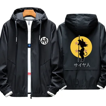 

Plus size 7XL Anime Dragon Ball Cosplay jacket Spring Men Goku Hooded thin Sweatshirt Casual Funny Print Goku Windbreaker A9003