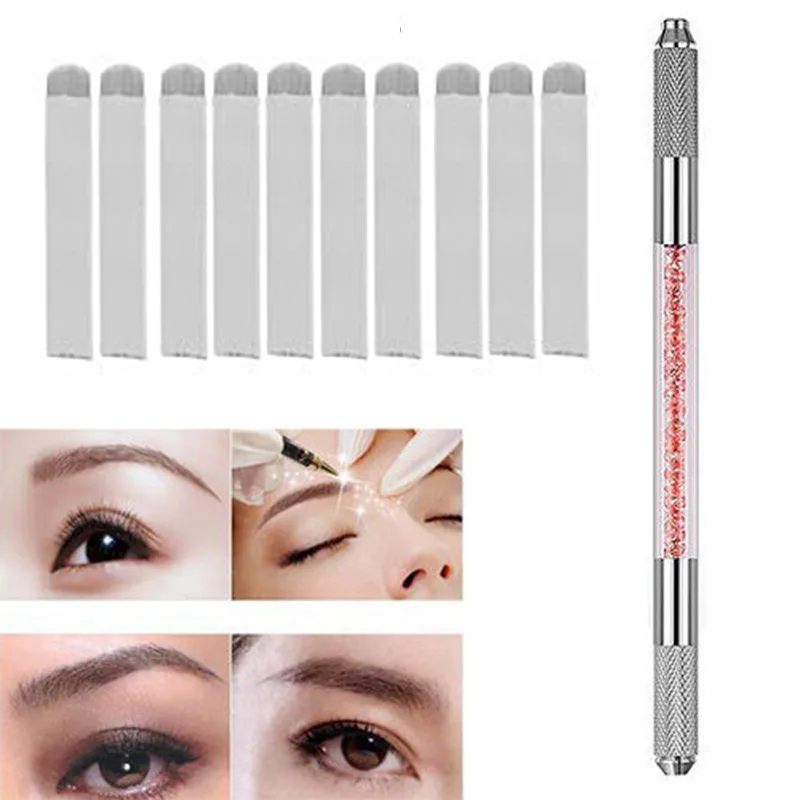 

Mayitr 1pc Professional 3D Makeup Microblading Eyebrow Tattoo Pen+10pcs U Shape 16Pin Needles Kit Eyebrow Tattoo Kit Tool