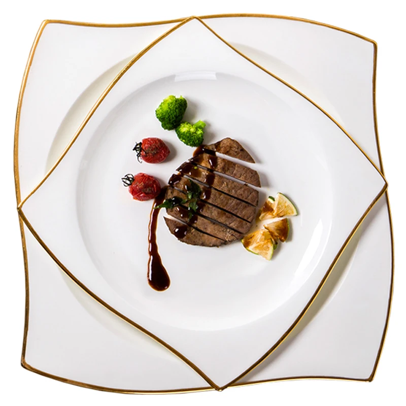 

European Creative Bone Porcelain Special-shaped Household Steak Plate Western Tableware Western Tableware Complete Set Tableware