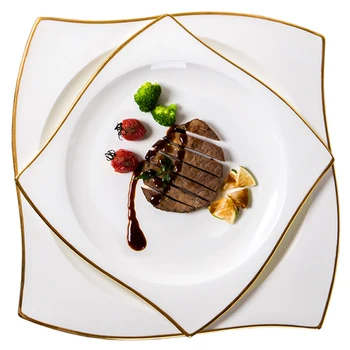 

European Creative Bone Porcelain Special-shaped Household Steak Plate Western Tableware Western Tableware Complete Set Tableware