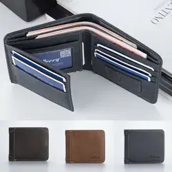 Мужские повседневные бумажники кожаные короткие складной кошелек 17 держатель кредитных карт