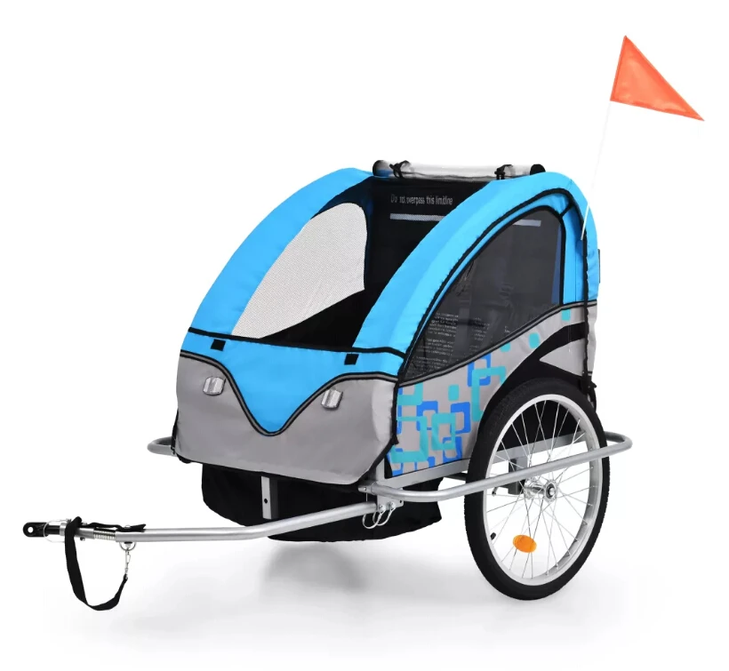 VidaXL 2-In-1 Kids' Bicycle Trailer And Stroller Blue Children Chairs Outdoor Children Furniture Carriage Baby Chair