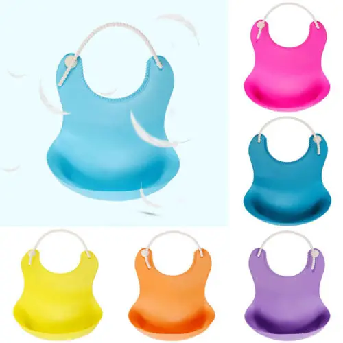 Baby Kid Cute Waterproof Silicone Bibs Pure Color Simple Lunch Fashionable Infants Boy Girl Portable Feeding Hot Sale | Детская одежда