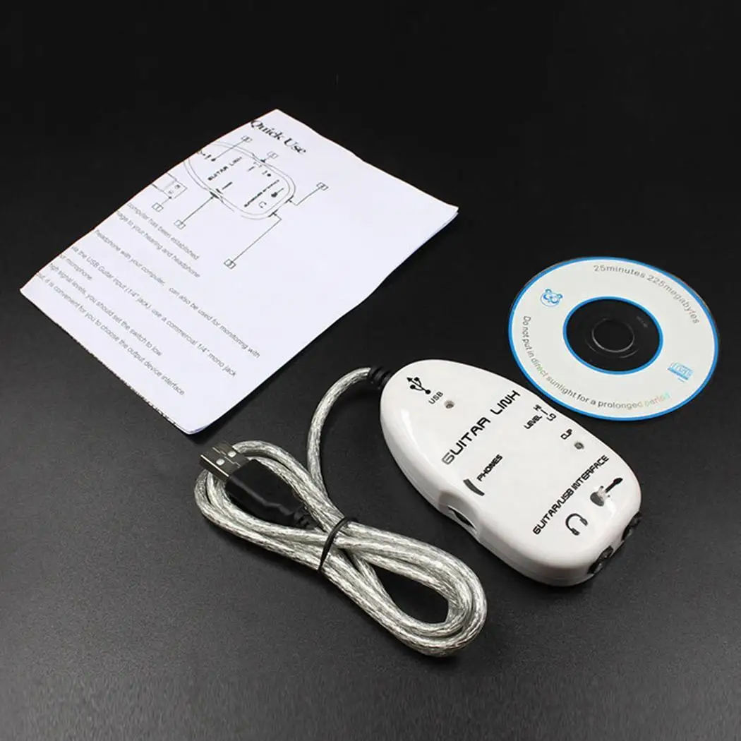 Новый USB гитарный кабель адаптер Подключение конвертера 16 бит 44 1/48 кГц. Ручной
