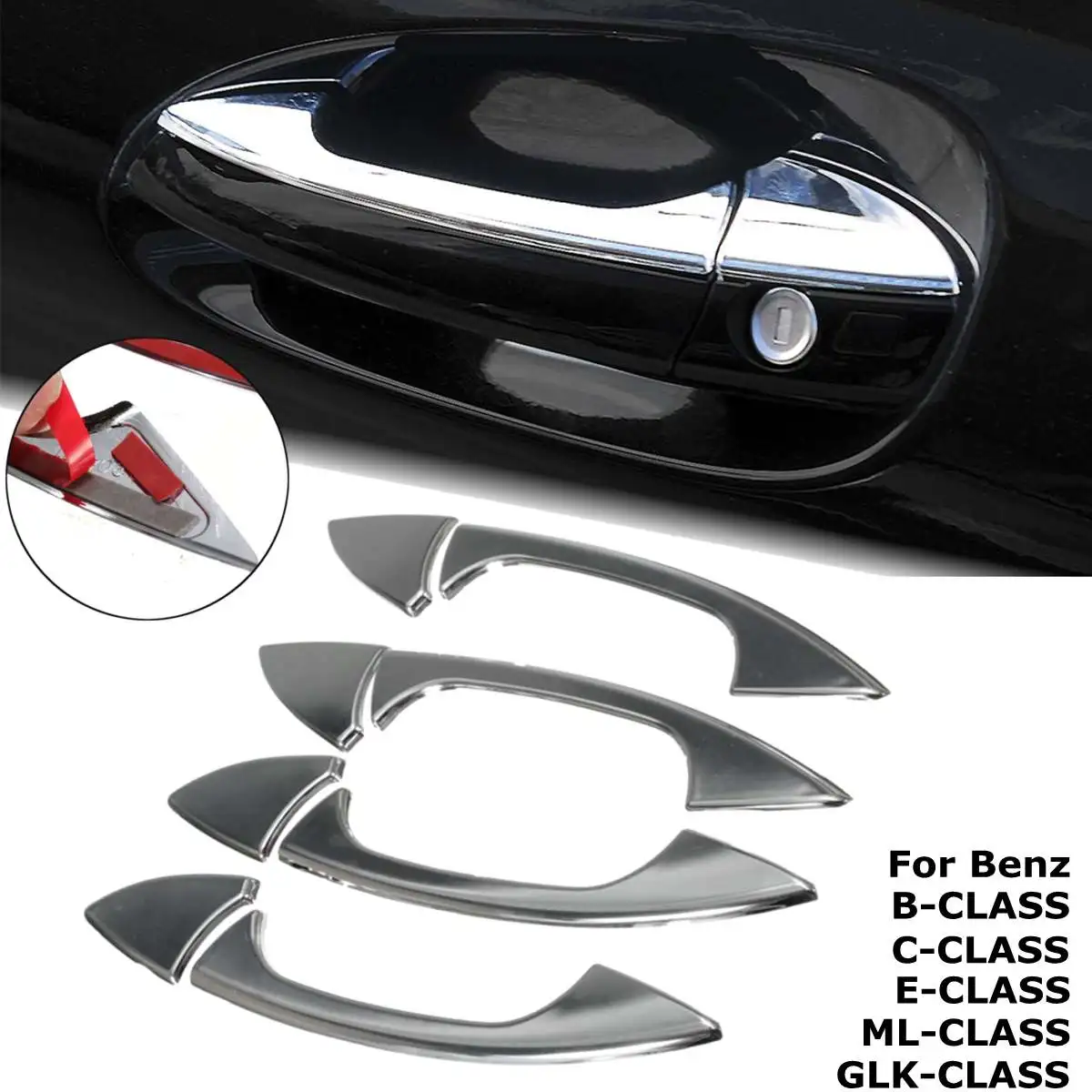 

8pcs Chrome Door handle cover trim For Mercedes-Benz B C E GLK ML GLK Class W166 W117 X204 W204 W212 X204 2010 2011 2012 2013+