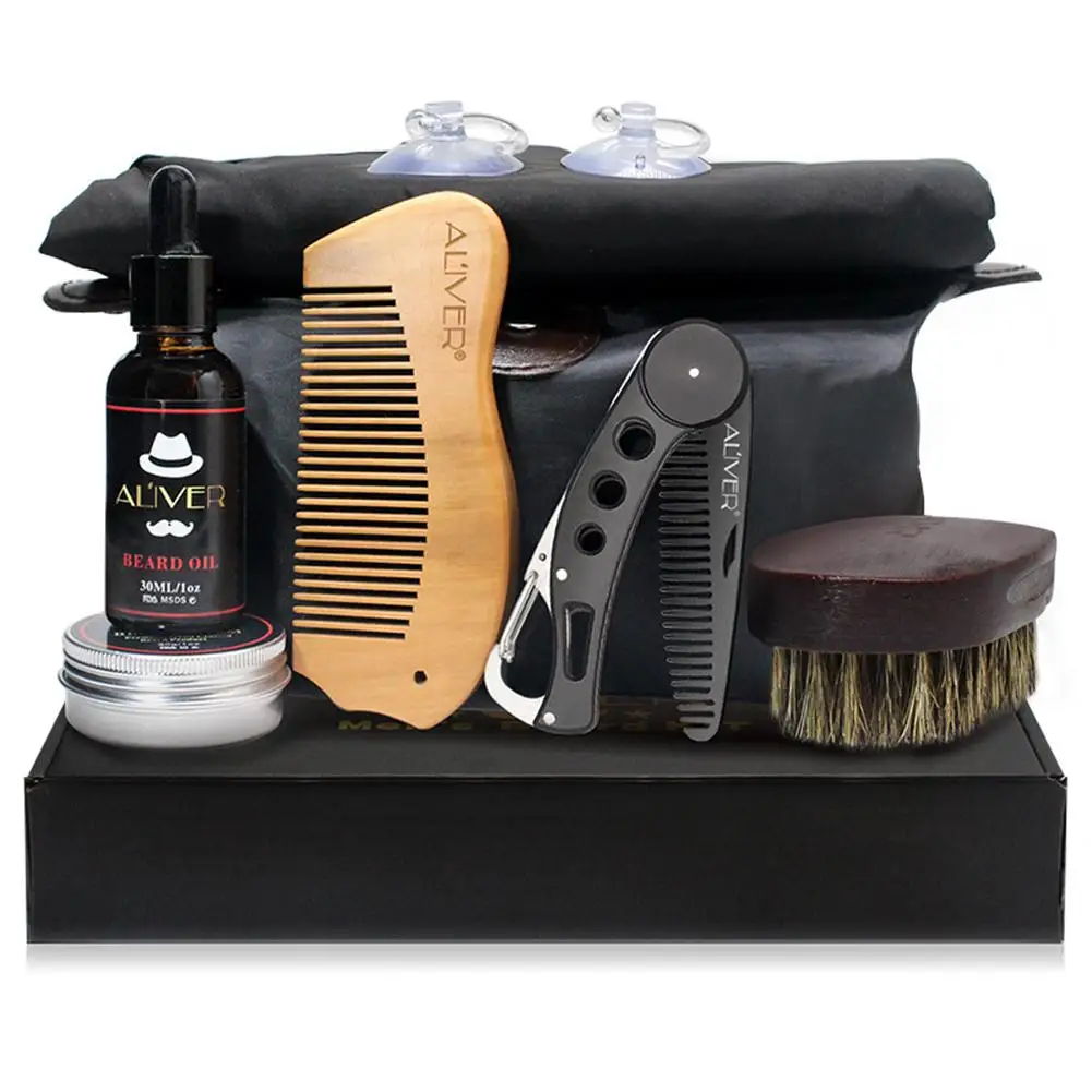 Best Price for  7PCS / Set Of Men's Beard Care Beauty Beard Styling Tools Beard Oil Moisturizing Wax Hot Comb Essen