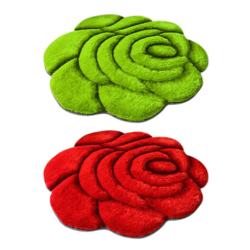 

3D Rose Shaped 70CM Carpet For Living Room And Area Garden Style Stretch Yarn Rug Bathroom Bedroom Carpet Floor Mat