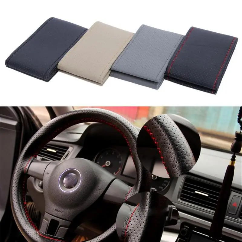 

High Quality Car Styling DIY Car Steering Wheel Cover with Needles Thread Extremely Soft Artificial Leather Interior Accessories