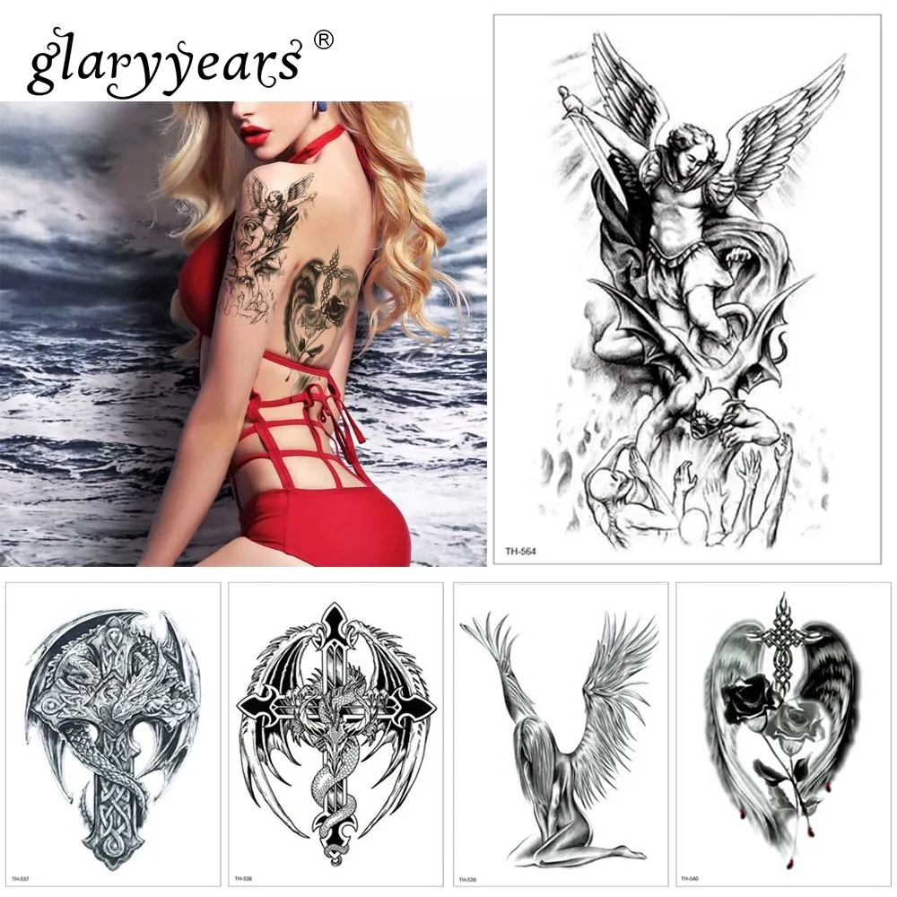 

glaryyears 1 Sheet Temporary Tattoo Sticker Cool Fake Tatoo Wing Flash Tatto Waterproof Small Body Art Men Women TH Link 14