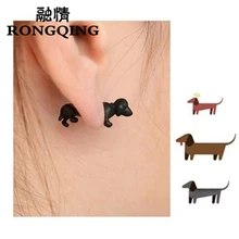 RONGQING 1 пара панк ювелирные изделия животное 3D такса серьги с собаками для мужчин и женщин мультфильм серьги-гвоздики с животными