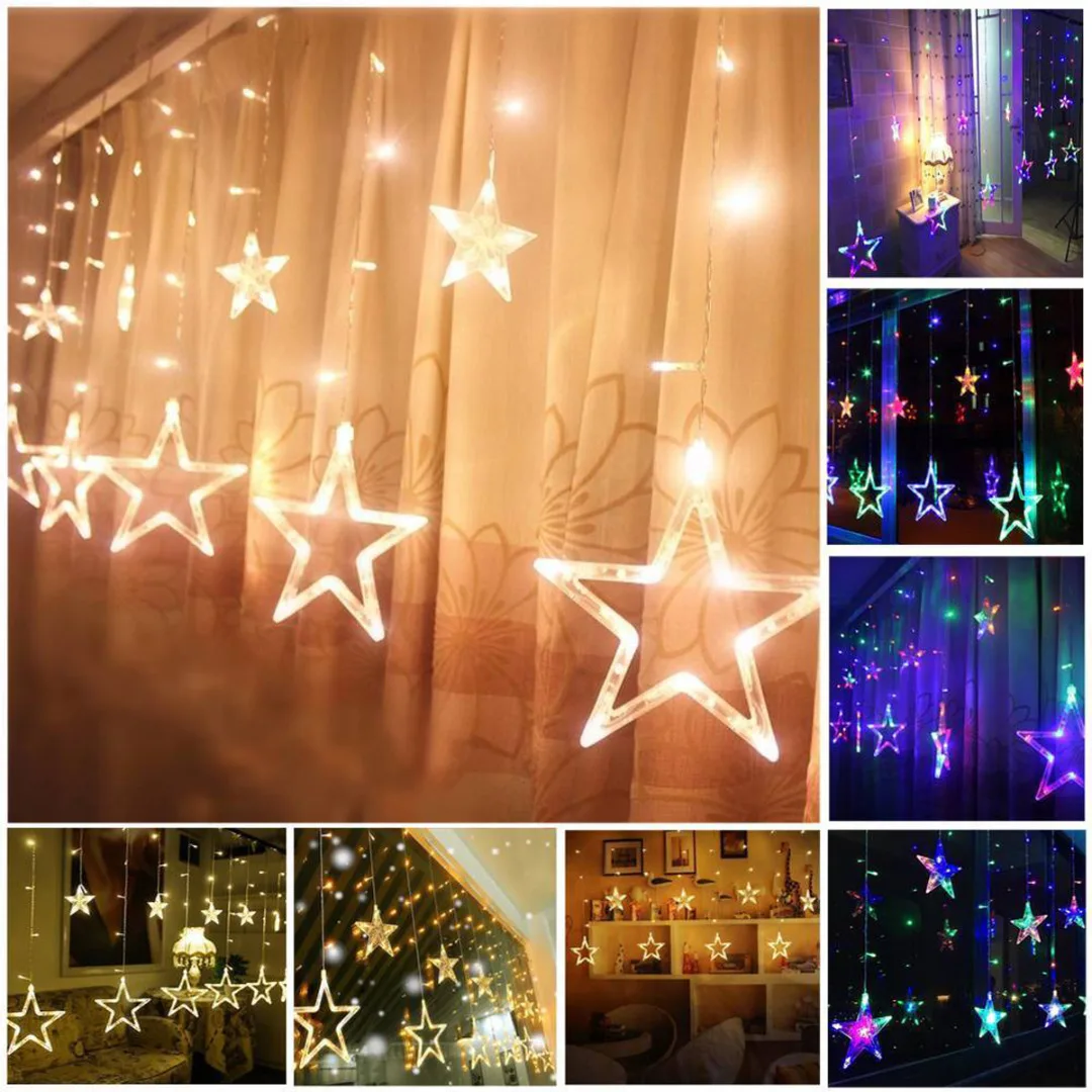 

1set 138LED Star String Fairy Curtain Light Wedding Xmas Valentine's Day Decor