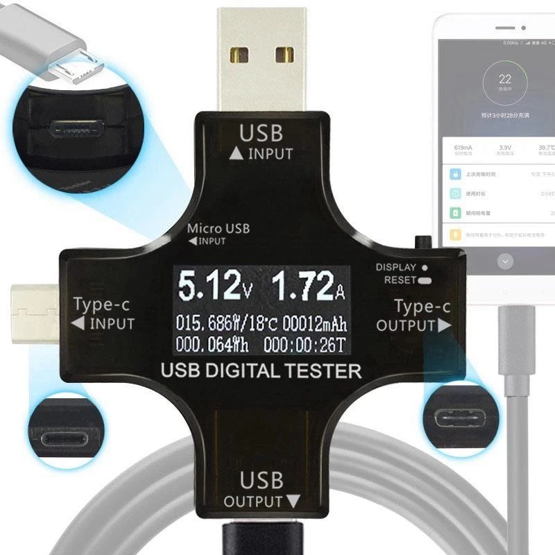 Colorful Usb Tester Wireless Bluetooth Type-C Pd Digital Voltmeter Vurrent Meter Ammeter Voltage Usb Current Tester Measuremen