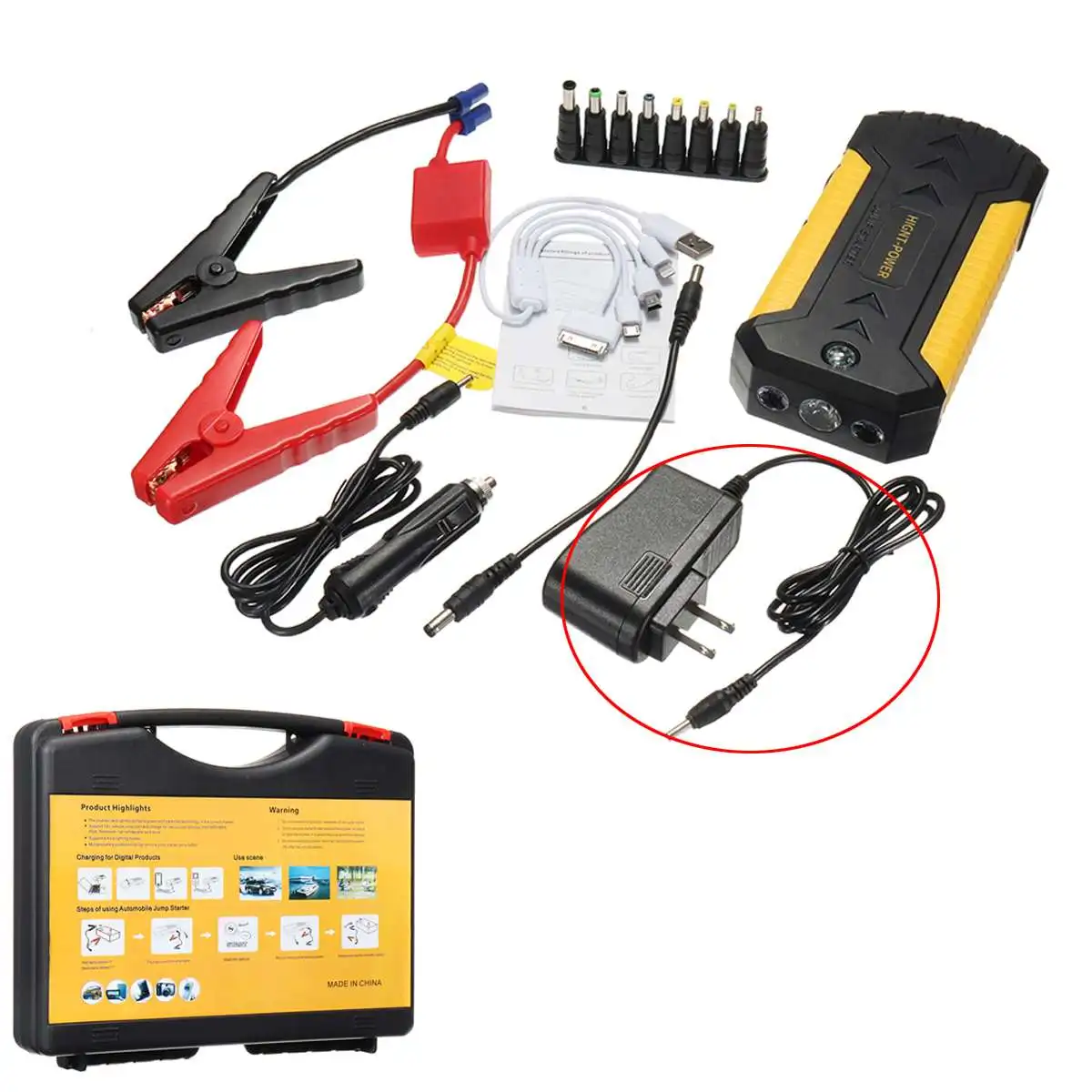 Multifunction Jump Starter 88000mAh 12V 4USB 600A Portable Car Battery Emergency Charger Power Bank Booster Starting Device