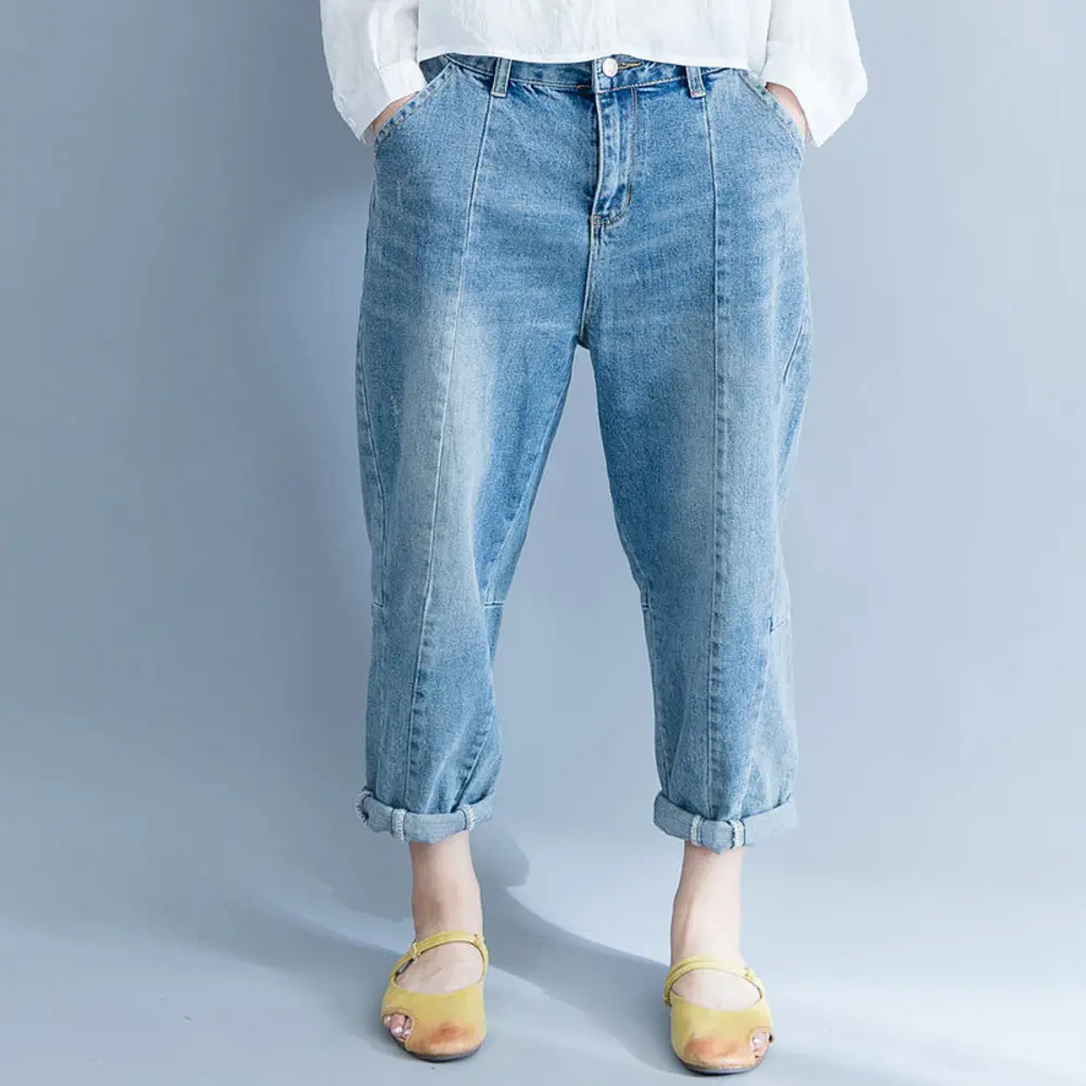 

Spring Autumn Boyfriend Jeans Harem Pants Women Trousers Casual Loose Fit Vintage Washed Denim Pants High Waist Jeans