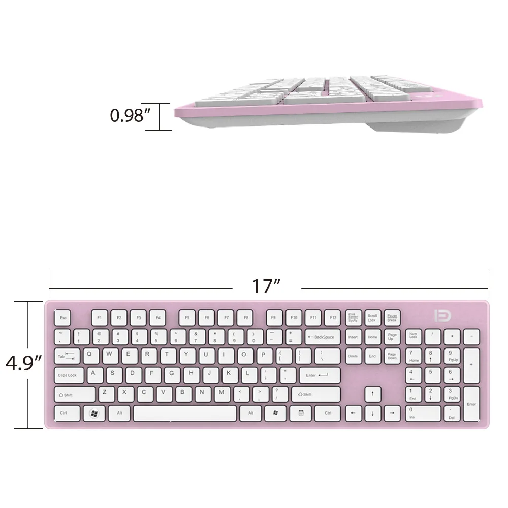 FD полноразмерная 2,4 ГГц Беспроводная клавиатура мышь комбо ультра тонкий компактный портативный набор мышей клавиатуры для ПК настольного ноутбука дома и