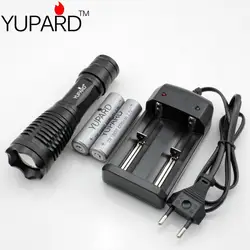 YUPARD XM-L T6 Фокус Регулируемая Увеличить Карманный Электрический фонарик, светодиодный фонарик Torch light (2*18650 2200 mAh аккумулятор + зарядное