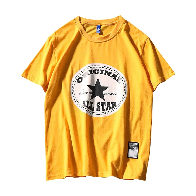 Top Fashion Streetwear Tshirts Men Yellow Black And White Words Original Stars Short Sleeve Clothes TShirt Funny Hip Hop Tees