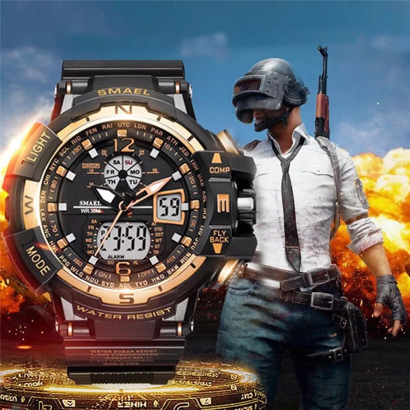 

Waterproof Men Military Dual LED Display Analog Smart Digital Watch Sports 2018