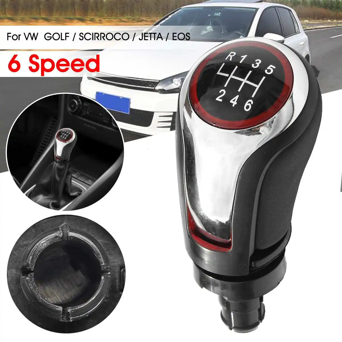 Real Leather 6 Speed Gear Shift Knob Handball For VW Golf MK5 MK6 MK7