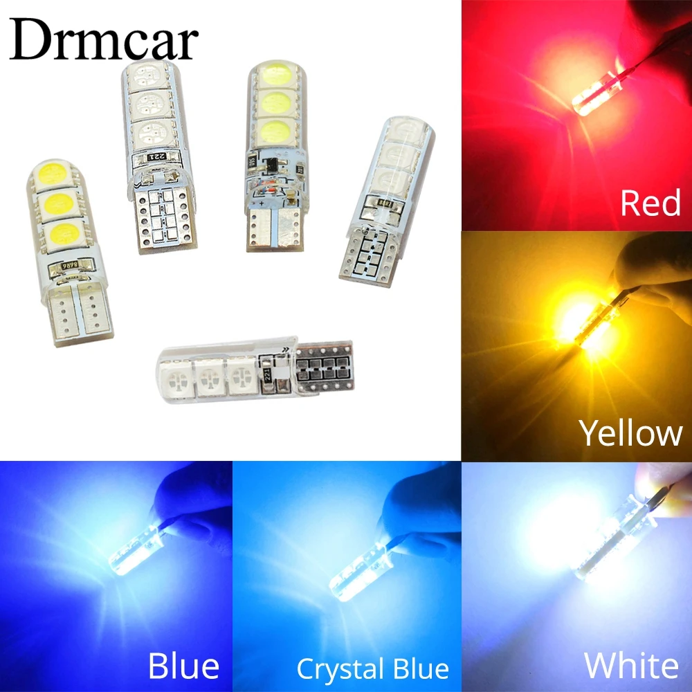 

Car LED T10 194 W5W DC 12V Canbus 6SMD 5050 Silicone shell LED Lights Bulb No Error Led Parking Fog Tail light Auto Car Lamp